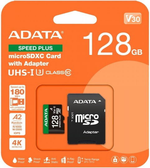 Adata microSDXC 128GB U3 V30 A2 UHS-I 180MB/s с адаптер