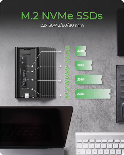 Icy Box External Case for Hard Drive M.2 PCI Express with Connection Type-C