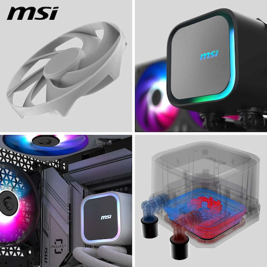 MSI MAG Coreliquid A13 360 Water Cooling AIO CPU with 3 120mm Fans and ARGB Lighting White