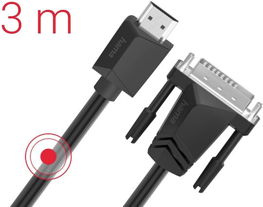 HAMA Cablu DVI-D - HDMI de sex masculin 3m Negru (00200716)