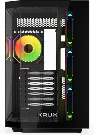 Krux Empero Gaming Midi Tower Computer Case with Side Window and ARGB Lighting Black