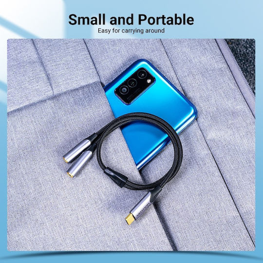 Vention Cablu USB 2.0 USB-C Male - 3,5 mm Gri 0,3m BGNHY