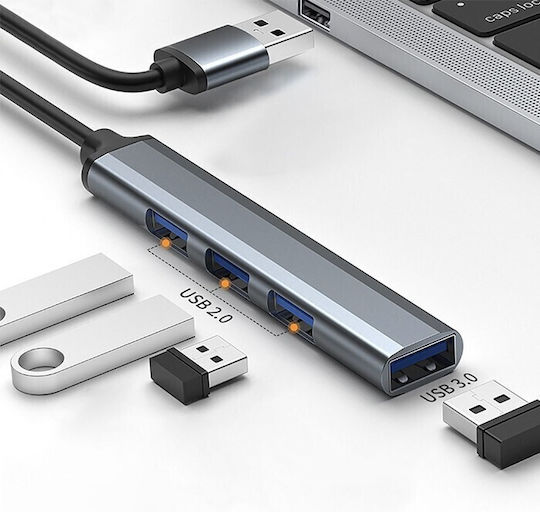 Qoltec USB-Hub 3 Anschlüsse USB 3.0 mit USB-A Anschluss Silbern