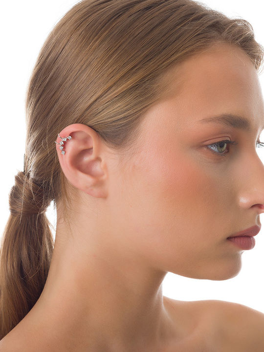 Oxzen Σκουλαρίκια Ear Climbers από Ασήμι με Πέτρες