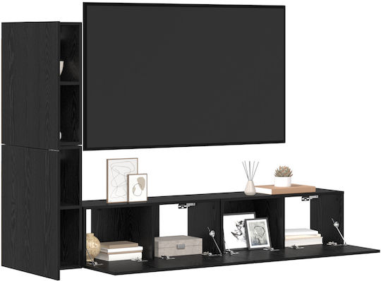 Living Room TV Unit Black Oak L80xW30xH30.5cm
