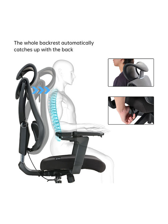 Eureka Ergonomic Καρέκλα Γραφείου με Ρυθμιζόμενα Μπράτσα Μαύρο