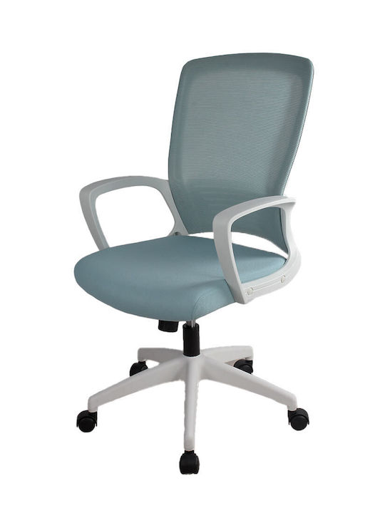Кресло Офисно с Облегалка Rhea White/l.blue Lamtech