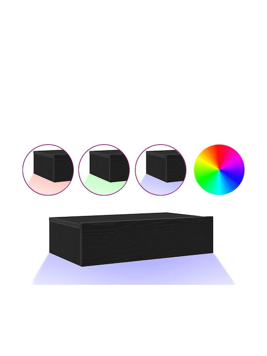 TV-Ständer mit LED-Beleuchtung Schwarze Eiche M60xT35xH15,5cm
