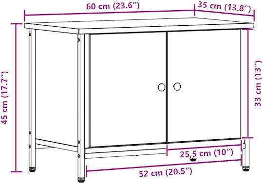 Έπιπλο Τηλεόρασης Μαύρος Δρυός Μ60xΠ35xΥ45cm