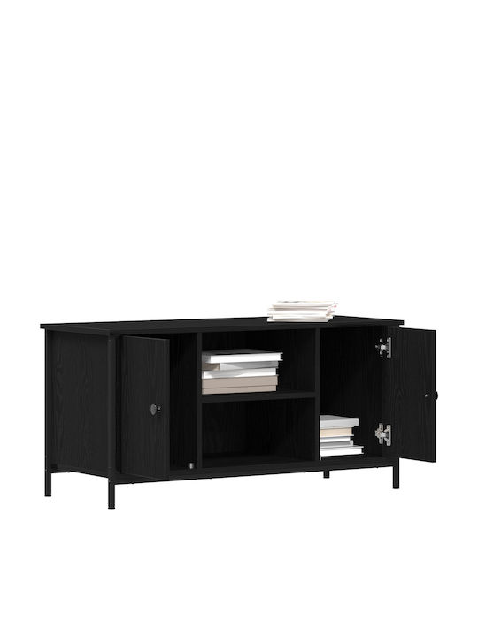 TV Stand Made of Metal and Wood Black Oak M100xD40xH50cm