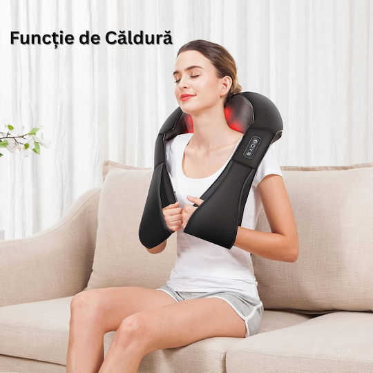 Pernă de masaj Shiatsu pentru gât, spate & picioare cu funcție de încălzire Negru