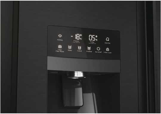 Haier Side-by-Side Kühlschrank 511Es NoFrost H177.5xB90.8xT65.9cm. Schwarz HSR5918DIPB