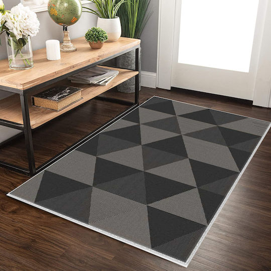 Χαλί Ψάθα Flat 4889-23533 Γκρι-μαύρο 200x300cm