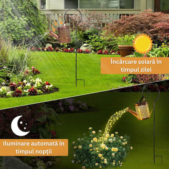 Lampă Solară De Exterior Led Panou Solar Grădină Curte Vintage Stropitoare Cu Senzor Crepuscular Ip65 Cupru Antic