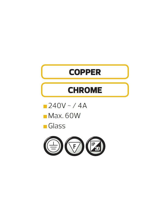 Lustră Meteor Cupru Max 60w E27 Sticlă