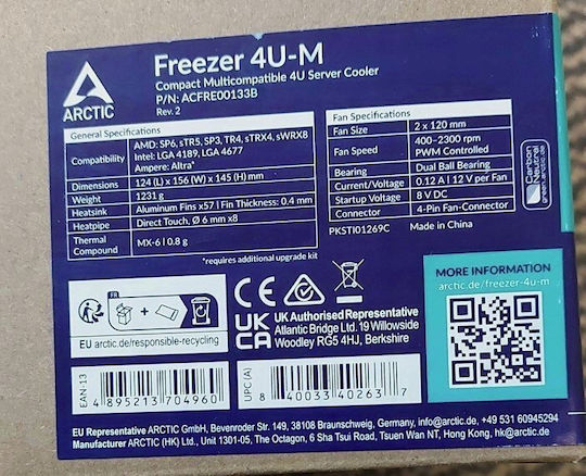 Arctic Freezer 4U-M Rev. 2 CPU Kühlung Doppellüfter für Socket / Schwarz