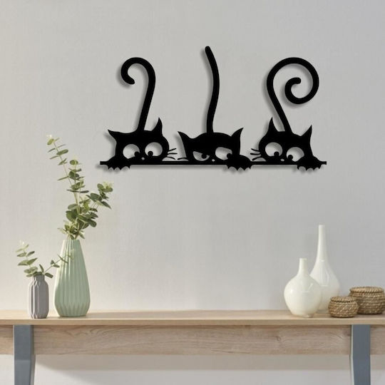 Decorațiune de Perete din Metal cu Trei Pisici Krodesign 60 Cm Grosime 1.5 Mm