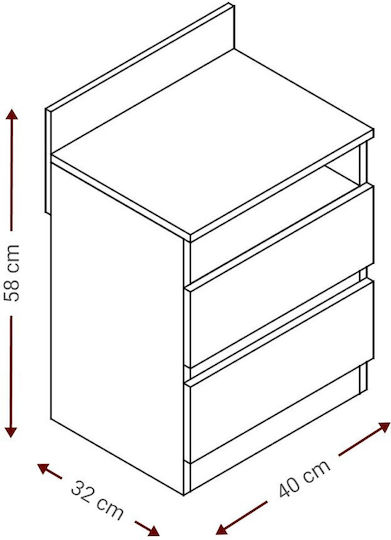 Juniper Plus Wooden Black Bedside Table 40x32x58cm