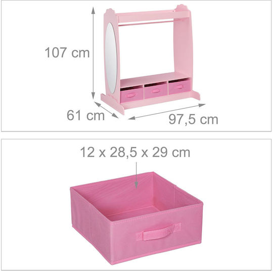 Relaxdays Cuiere pentru Copii Multi Hook cu cârlig Lemn Roz 107x97.5x61εκ. 1buc