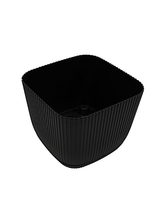 Topf Kunststoff Black mit Untersetzer 15x15x13cm.
