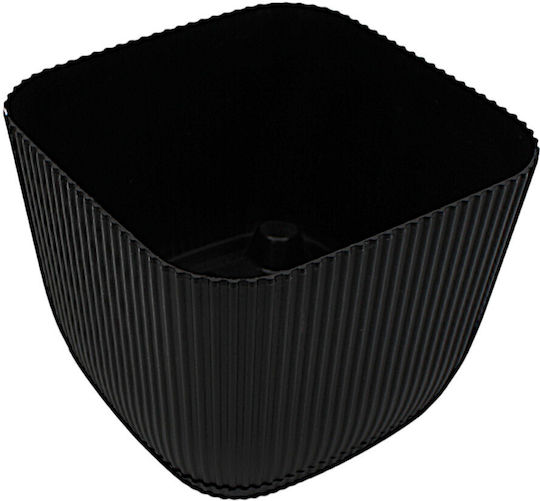 Topf Kunststoff Black mit Untersetzer 15x15x13cm.