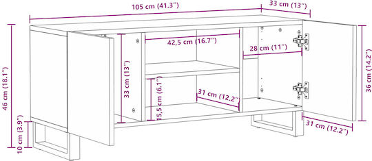 Sideboard made of Wood & Metal Λευκό Και Μαύρο 105x33.5x46cm