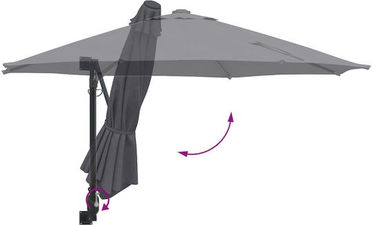 Wandmontierter Rundschirm aus Aluminium Grau F2.5xH1.48m