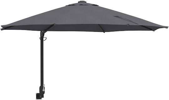 Wandmontierter Rundschirm aus Aluminium Grau F2.5xH1.48m