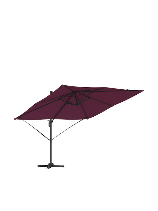 Hanging Aluminum Burgundy Garden Parasol 2.5x2.5xHeight 2.65m