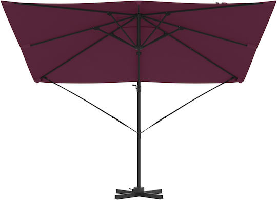 Hängender Aluminium-Burgunder Garten- und Terrassen-Sonnenschirm 2,5x2,5xHöhe 2,65 m