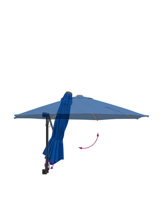Wandmontierter Rundschirm aus Aluminium Hellblau F2.3xH1.48m