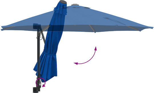Wandmontierter Rundschirm aus Aluminium Hellblau F2.3xH1.48m