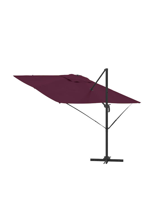 Hanging Aluminum Burgundy Garden Parasol 2.5x2.5xHeight 2.65m