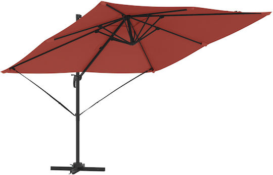 Umbrella Hanging Aluminum Red with Base 2.5x2.5m