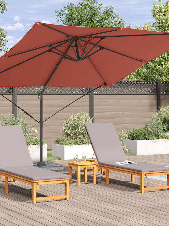 Hängender Aluminium Rote Garten- und Terrassen-Sonnenschirm 2,5x2,5m