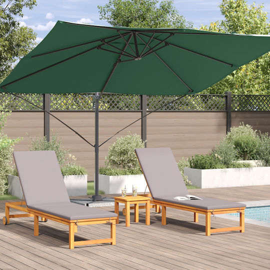 Garten- und Terrassen-Sonnenschirm Hängend Quadratisch Aluminium Grüne 2,5x2,5xH2,6m