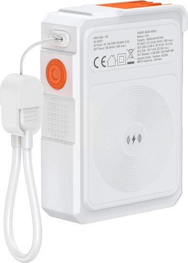 4Smarts Hybrid Charger 6-in-1 Power Bank 10000mAh 22.5W With USB-A Output Port And USB-C Output Port Quick Charge White