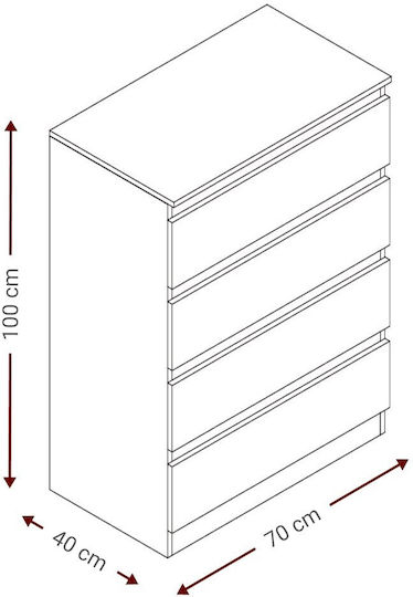 Juniper 4s Wooden Chest of Drawers with 4 Drawers White 70x40x100cm