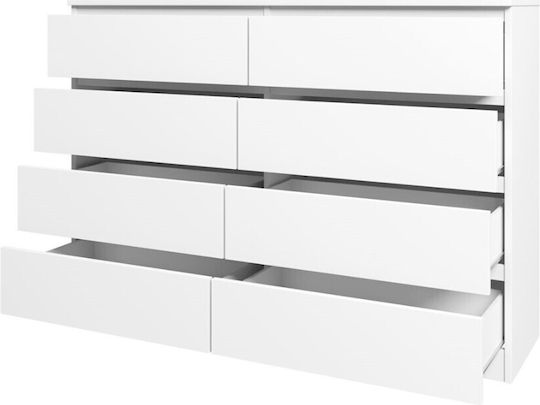 Συρταριέρα Κρεβατοκάμαρας Juniper 8s mit 8 Schubladen Weiß 139x40x100cm