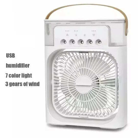 Ventilator Mini Aer Conditionat Usb Electric Ventilator Umidificator 7 Culori Lumină 3 Viteze 10w Alb