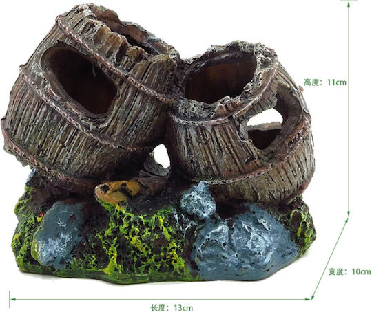 Epigasos Aquarium Decoration 2 Barrels 13x10x11cm