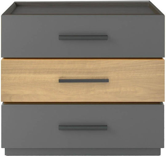 Bedside Table Sonlen Wooden Brown 60x40x66cm