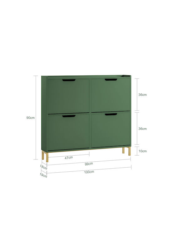 Wooden Shoe Organizer Green 100x19x90.5cm