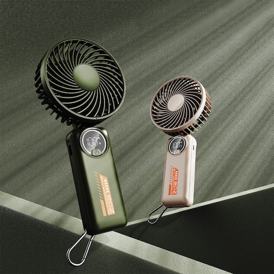 Portable Fan Led Display Z8 3 Speeds Usb-c 2a 3600mah Compact Lightweight White