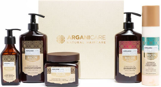 Arganicare Hair Growth Stimulation with Castor Oil Set de îngrijire a părului pentru reconstrucție și hrănire pentru păr deteriorat cu Ulei