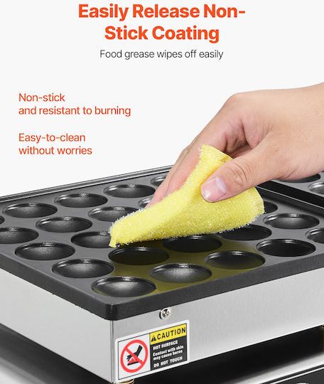 Vevor 50pcs Mini Dutch Pancake Maker Commercial Dorayaki Baker Non-stick 1800w
