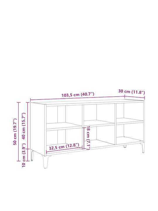 Living Room TV Unit Brown Wood L69.5xW30xH50cm