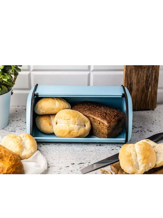 KING Hoff Brotkasten mit Deckel Inox Blau 44x27cm
