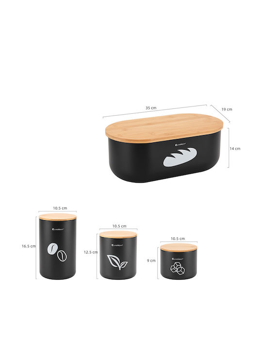 Elitehoff Bread Box with Lid made of Bamboo Brown