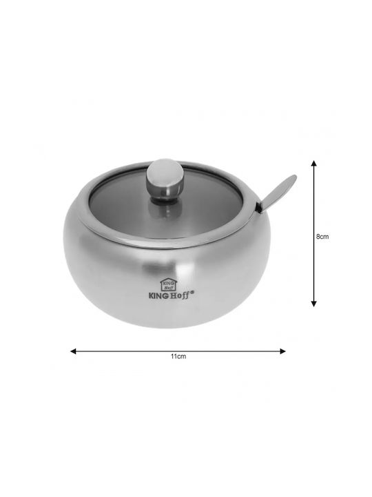 KING Hoff Vase for Sugar with Lid made of Stainless Steel Gray 460ml